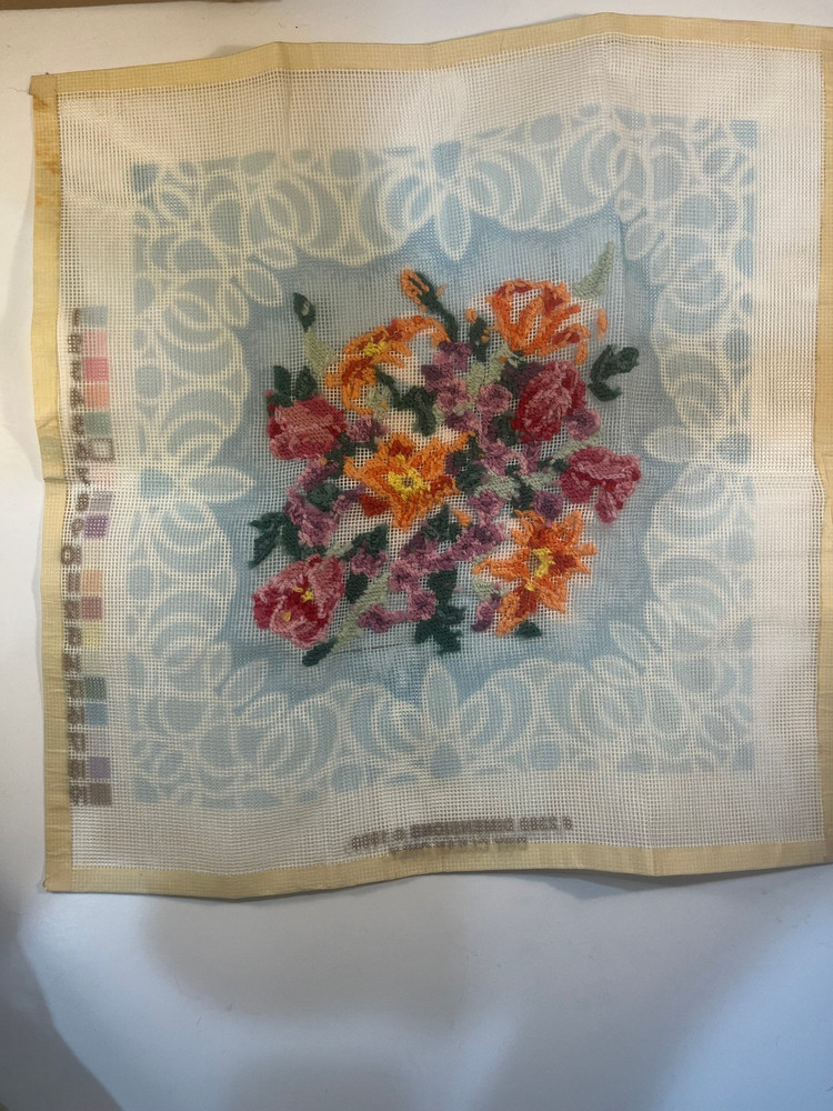 Dimensions Needlepoint Kit #2380 "Battenberg Lace Pillow" - Started