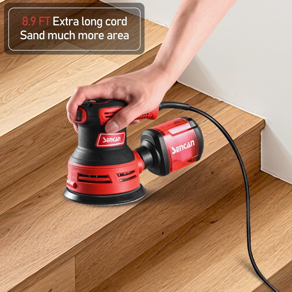 5" Electric Random Orbital Sander, 2.5 Amp Power Variable Speed Palm Sander w...