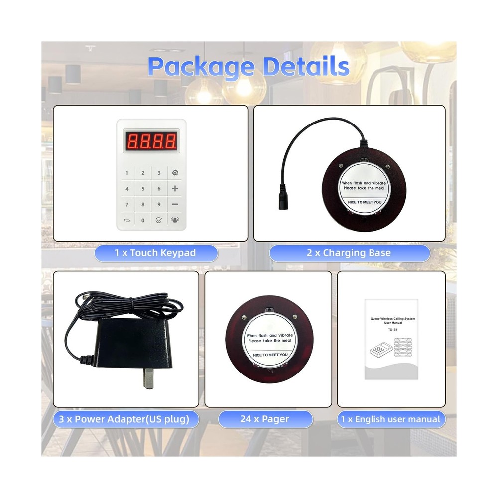 Pagers for Restaurants, 24 Coaster Beeper Restaurant Buzzer System with Beeps...