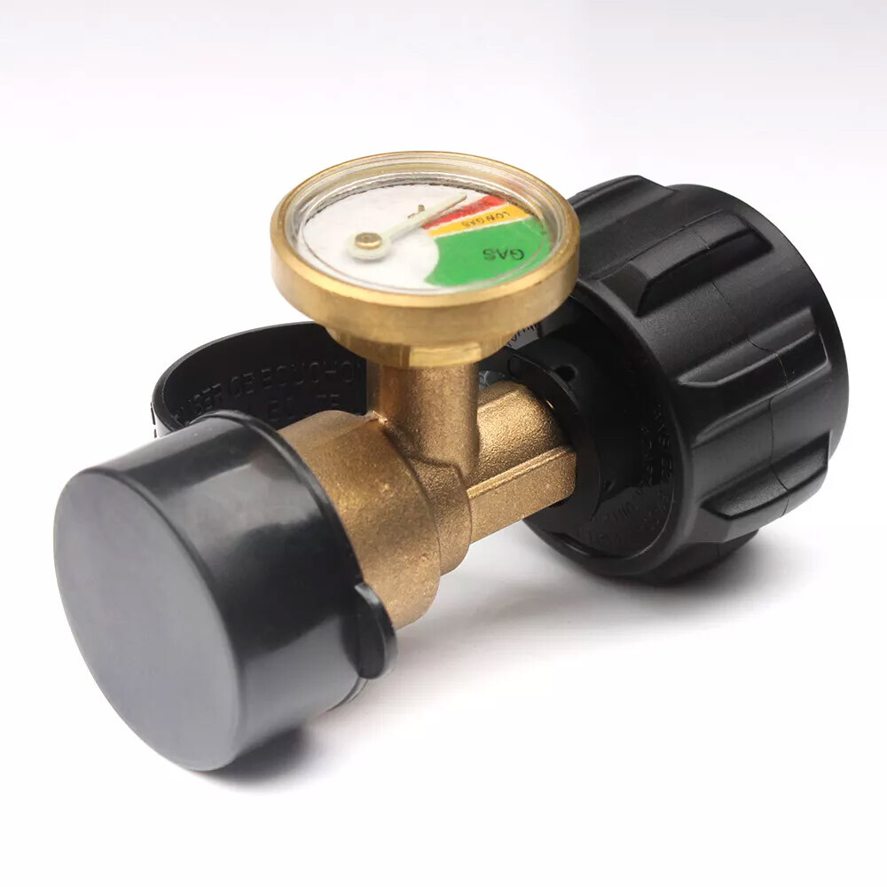 Propane Tank Gauge Brass Adapter w/Gas Pressure Level Meter Indicator for BBQ RV