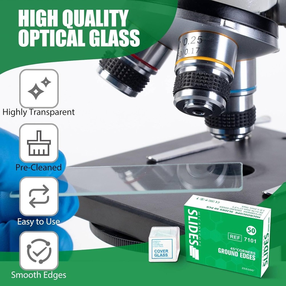 Microscope Slides, Ultra-Clear Blank Microscope Slides and Covers - 50 Slides, 1