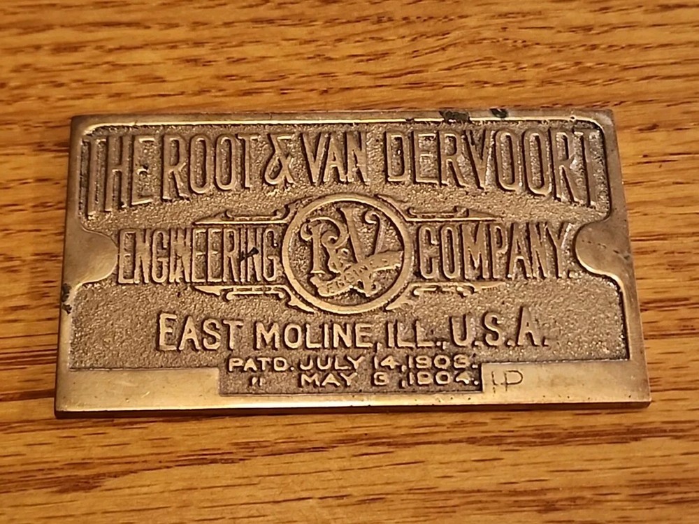 Root & VanDervoort Engineering Co Brass Tag Reproduction
