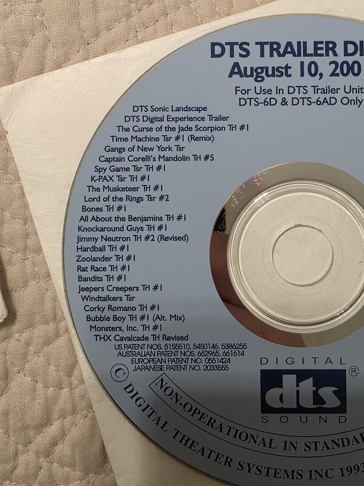 DTS Trailer Disc August 10, 2001 DVD Compilation