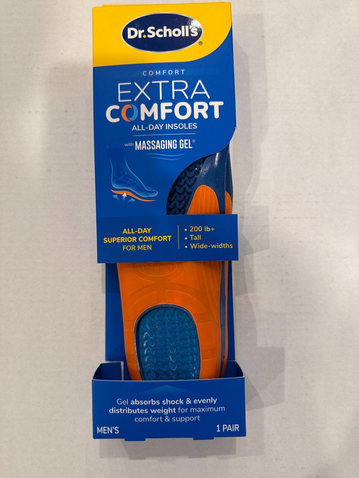 Dr. Scholl’s Extra Comfort Insoles Massaging Gel Cushion Men Work Shoes