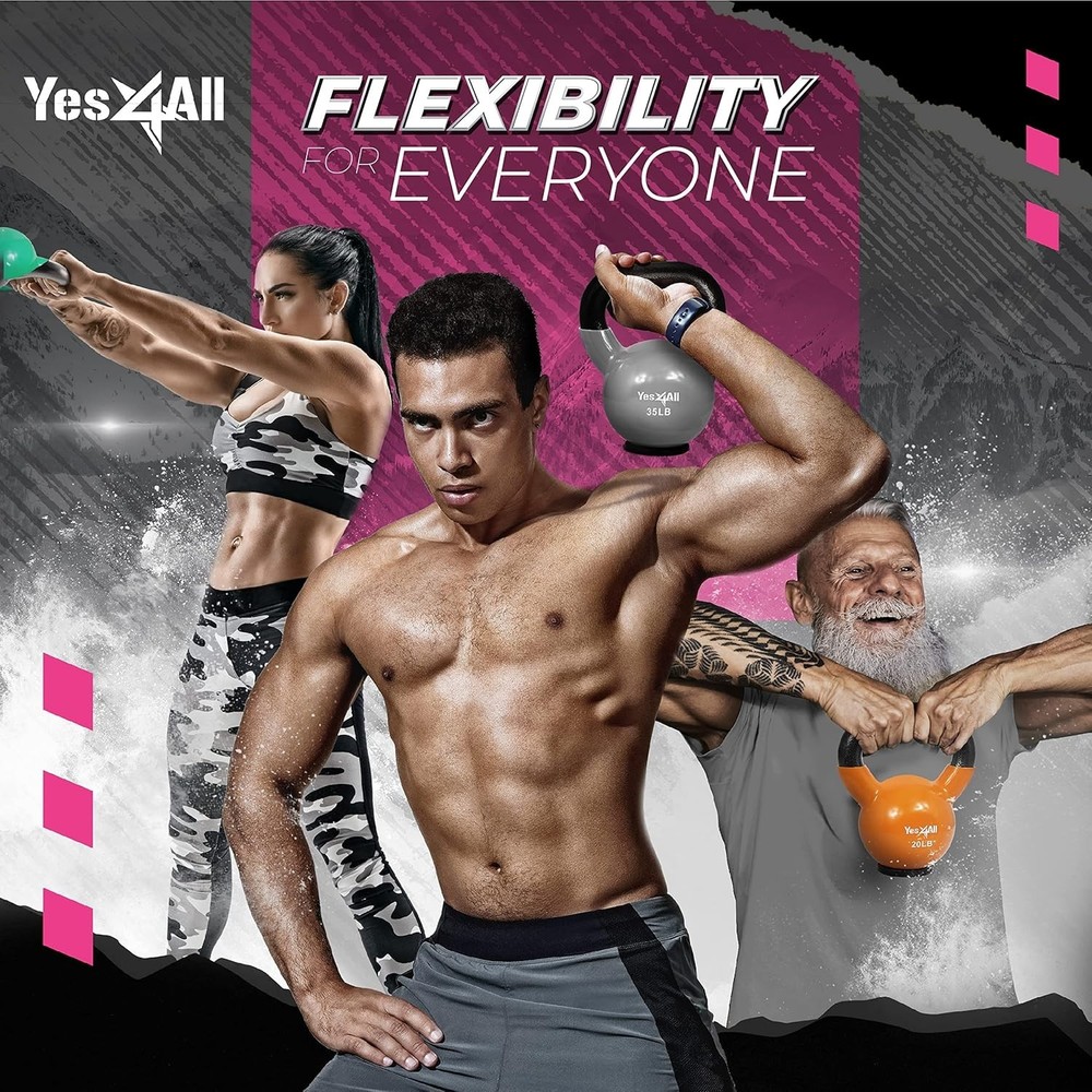 Versatile Kettlebell Set (5-65 lbs) with Rubber Base for Home Strength Training