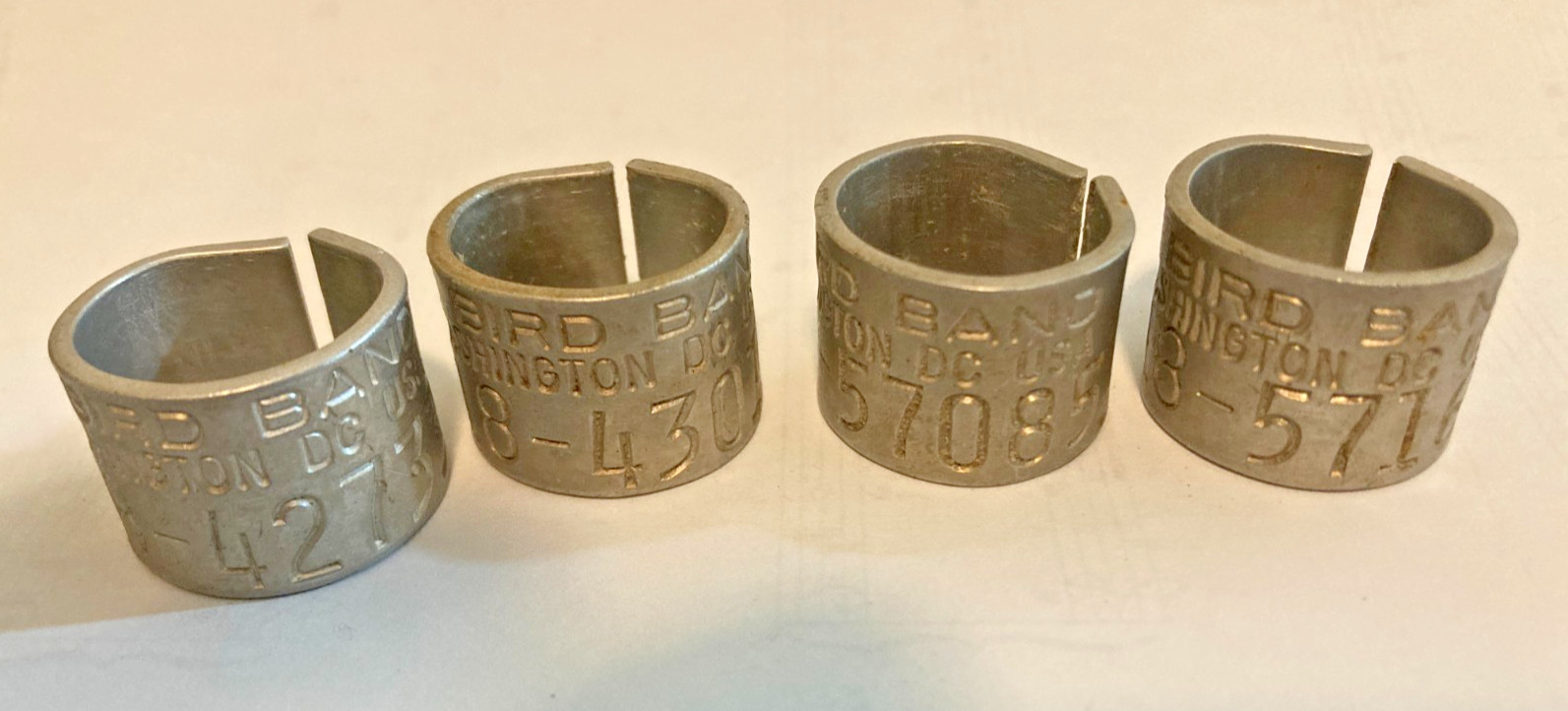 AVISE Bird Leg Bands - 718 Prefix - Write Washington DC USA - 4 Vintage Bands