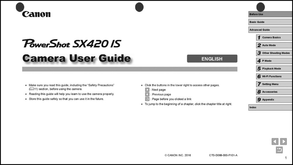 Canon Powershot SX420 IS Digital Camera User Instruction Guide  Manual