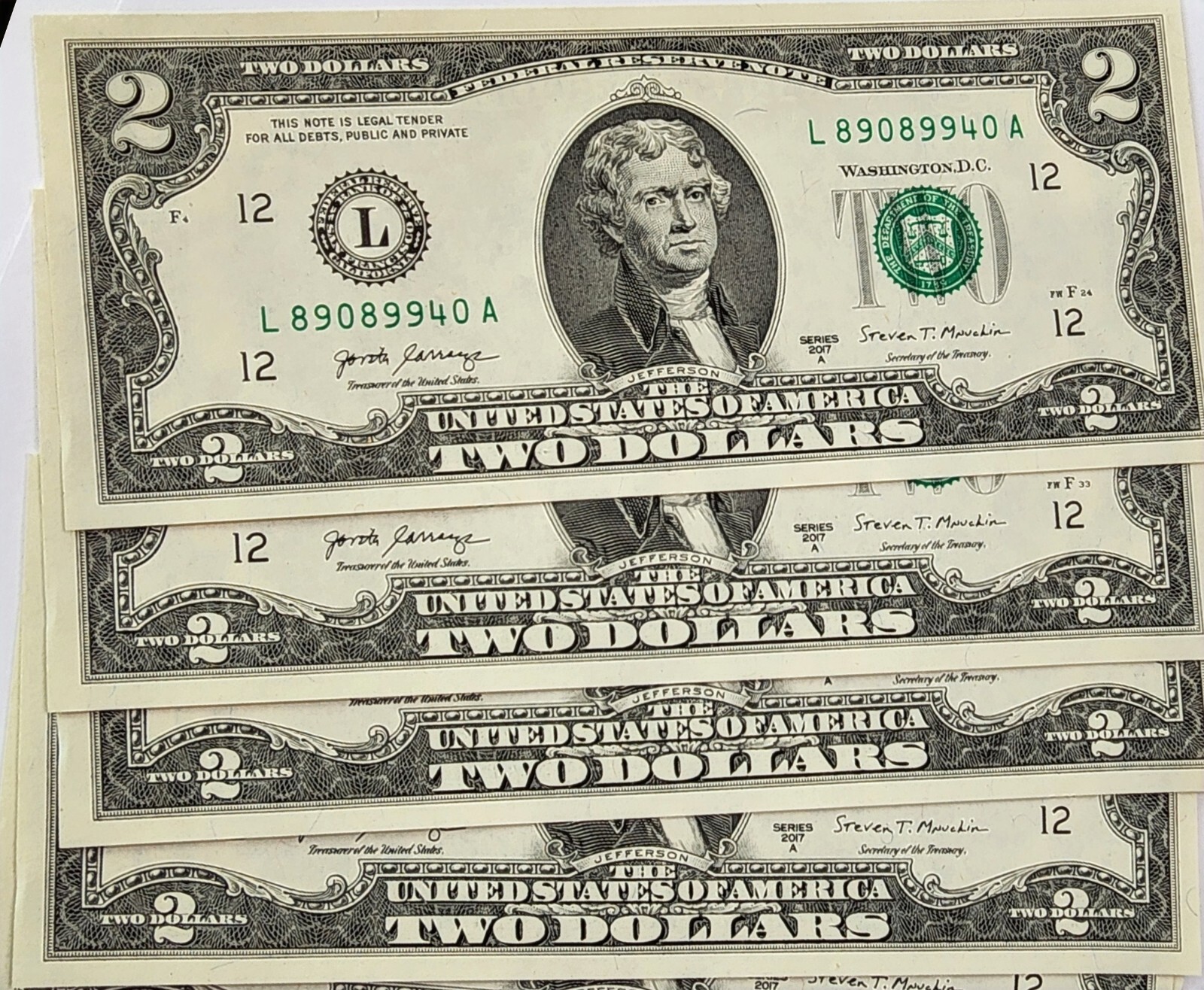 Uncirculated Series 2017A - Billete Dos Dolares Nuevo Two Dollar Bank Note NEW