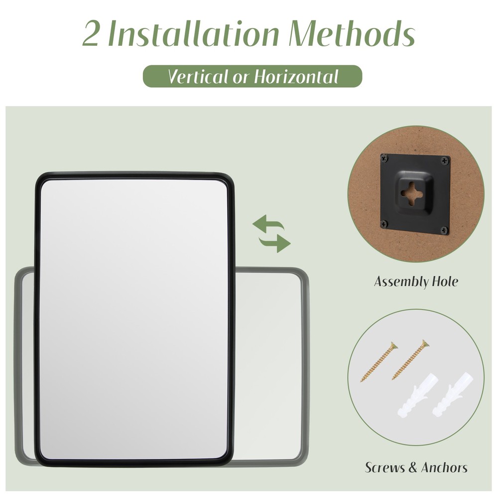 36"X24" Wall Mount Bathroom Mirror Rectangular Vanity Mirror Vertical Horizontal