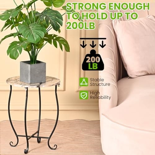 Patio Side Table, Versatile 14" Round Side Table for Balcony Yard Porch