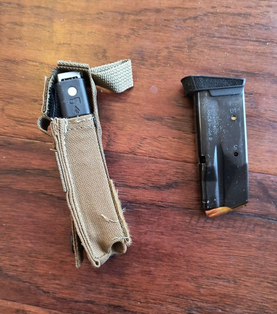 Pouch USMC for 9MM .45 Cal Pistol Mag Clip Ammo FSBE Multi-Tool Coyote Military