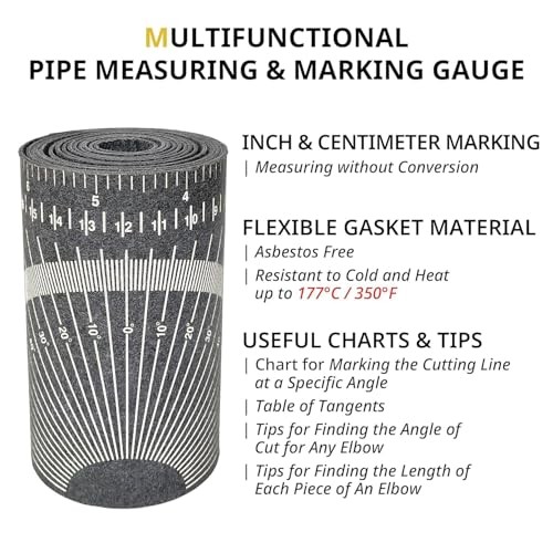2Pcs Pipe Wrap Around, Pipe Measuring Tool, Flex Angle Measuring and Marking
