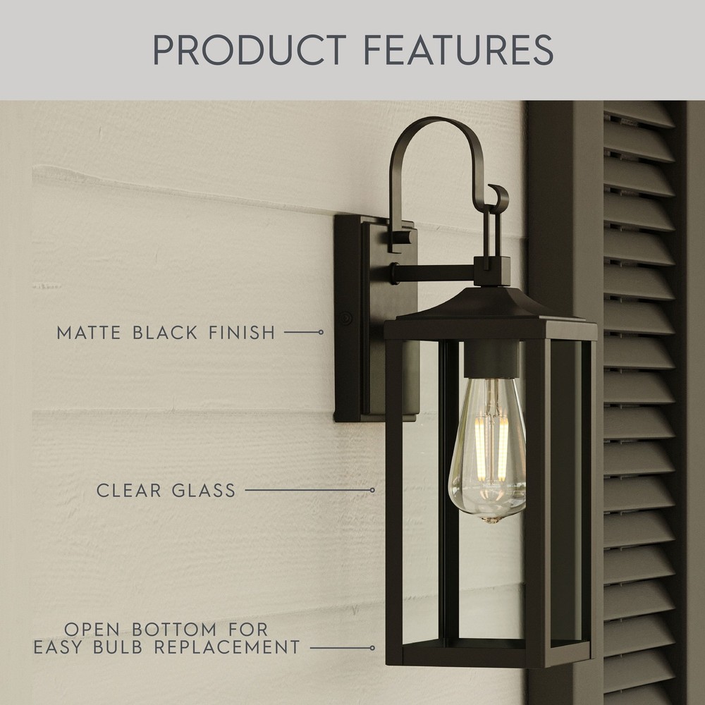 Matte Black Traditional One-Light Outdoor Wall Lantern