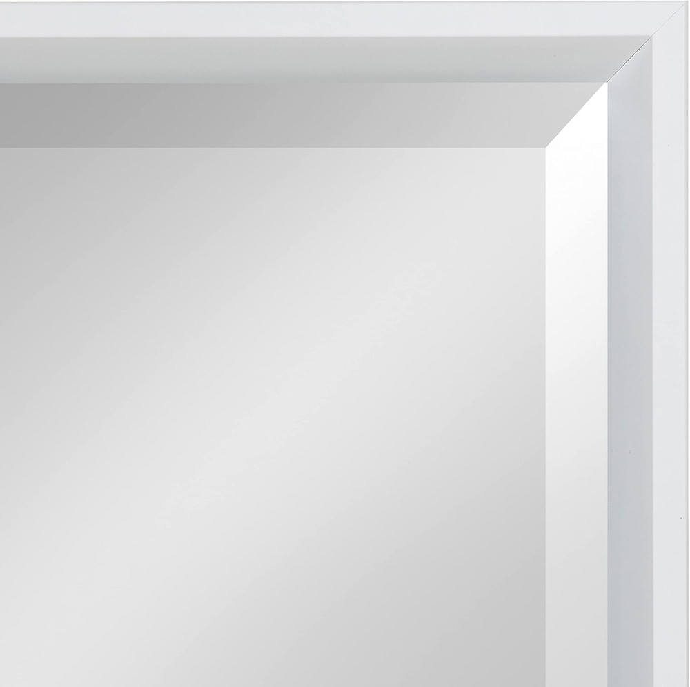 Calter Modern White Full Length Wall Mirror - Beveled Decorative Rectangular 17.