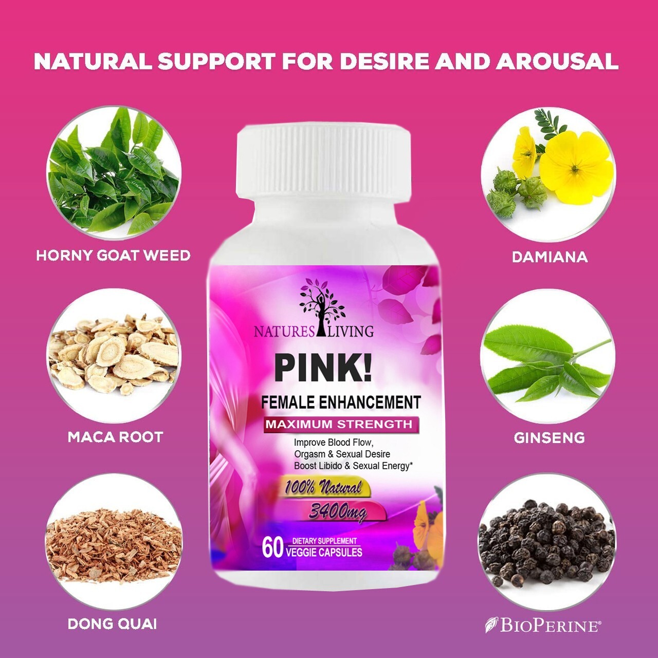 PINK! Pink Female Sensual Enhancement Supplement (1 Month Supply) Better Sex