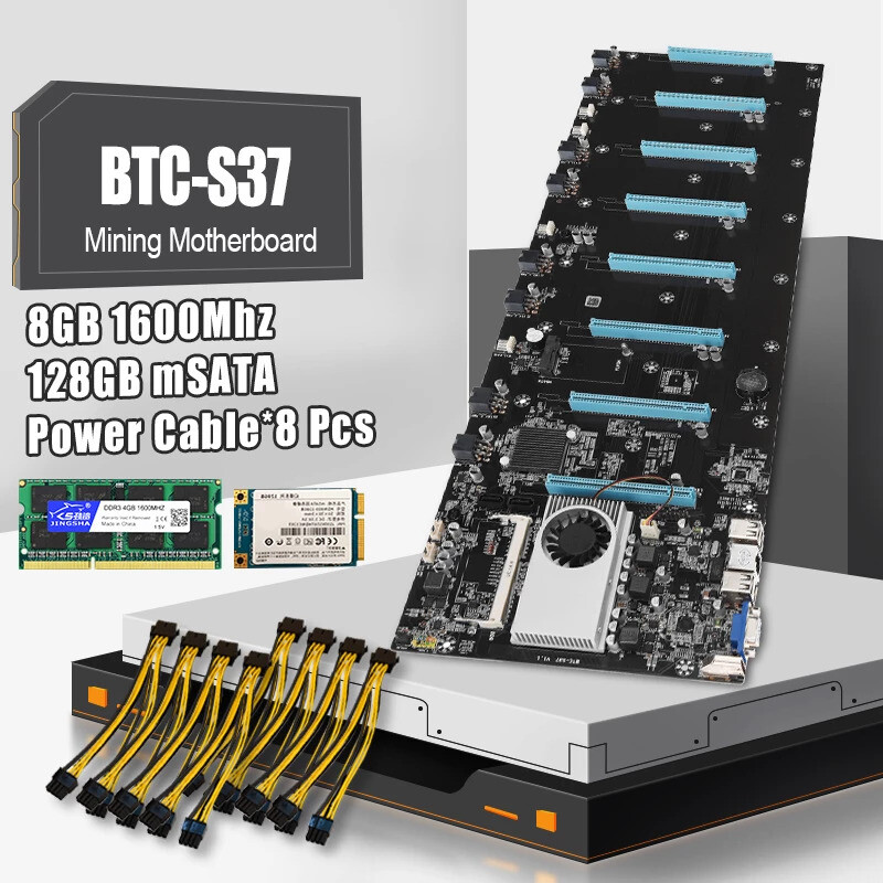 USA Ship BTC-37 Riserless Mining Motherboard 8Gpu Bitcoin Crypto Ethereum Mining