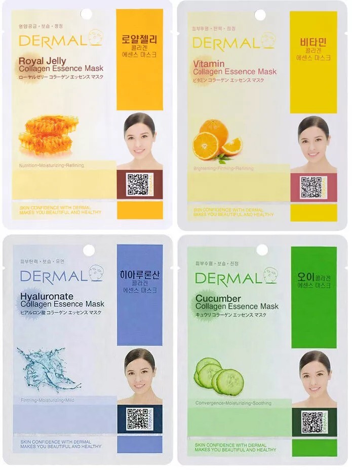 Dermal Korea Collagen Essence Full Face Facial Mask Sheet (24 Combo Pack) New