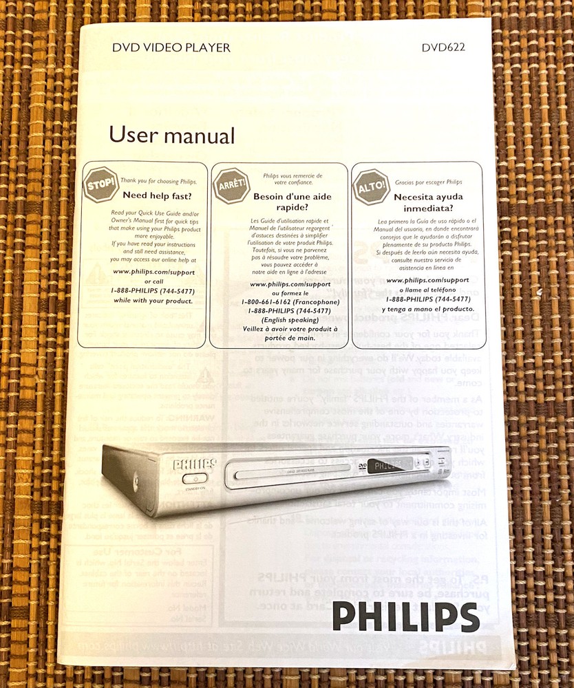 Phillips DVD622 DVD Video Player User Manual