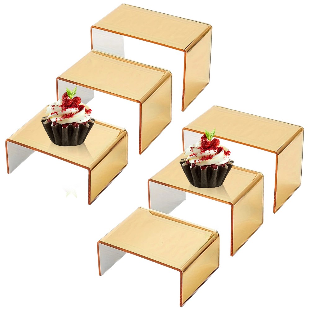 6pcs Acrylic Display Stand Riser 3 Sizes Storage Rack for Tabletop