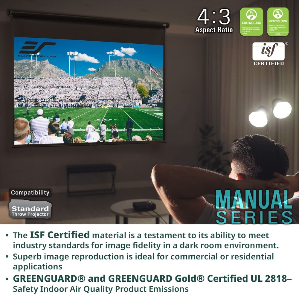 Manual Series, 84-INCH 16:9, Pull Down Manual Projector Screen with AUTO LOCK...