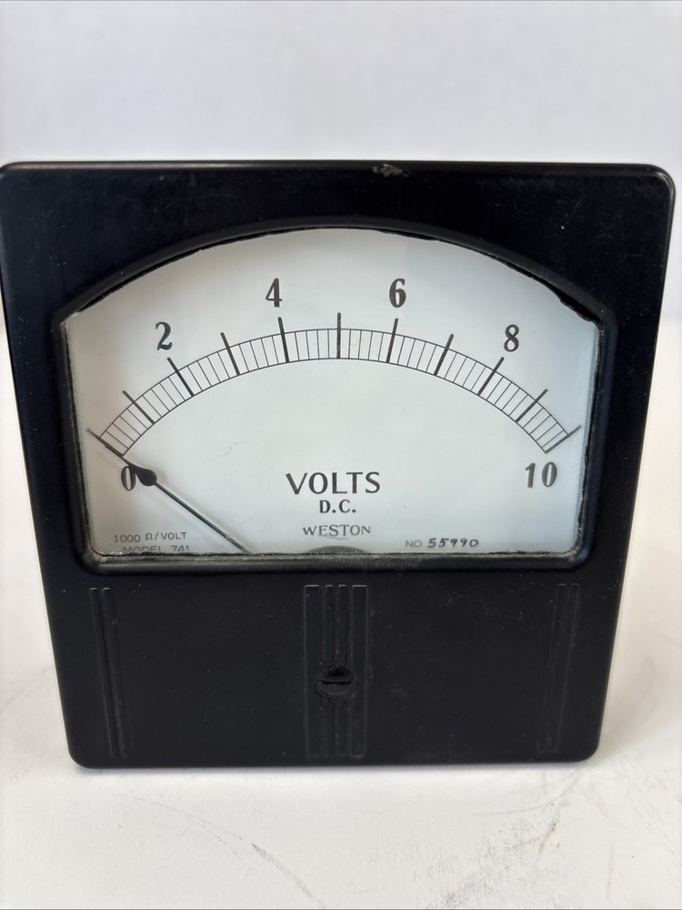 Weston DC Voltmeter Model 741 w/Mounting Hardware 0 - 10 Volts. Untested.
