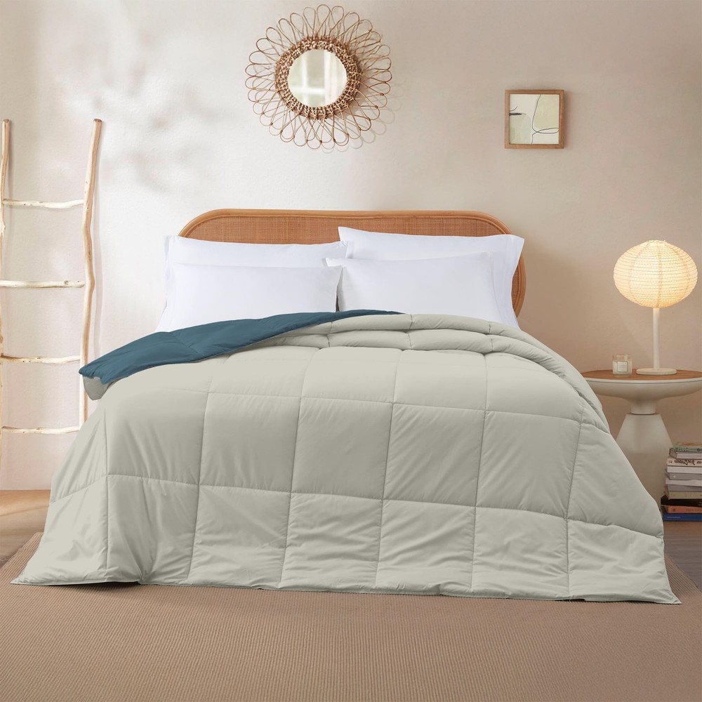 Down Alternative Reversible Comforter Teal/Beige Twin Size Bedding