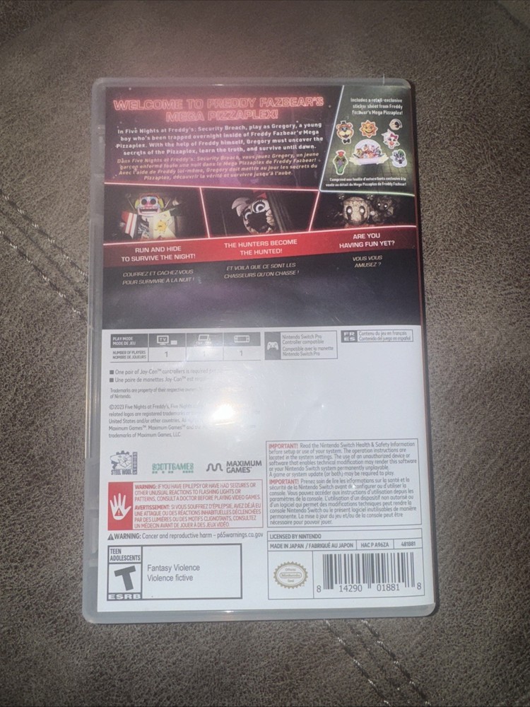 Five Nights at Freddy's: Security Breach Nintendo Switch CASE ONLY
