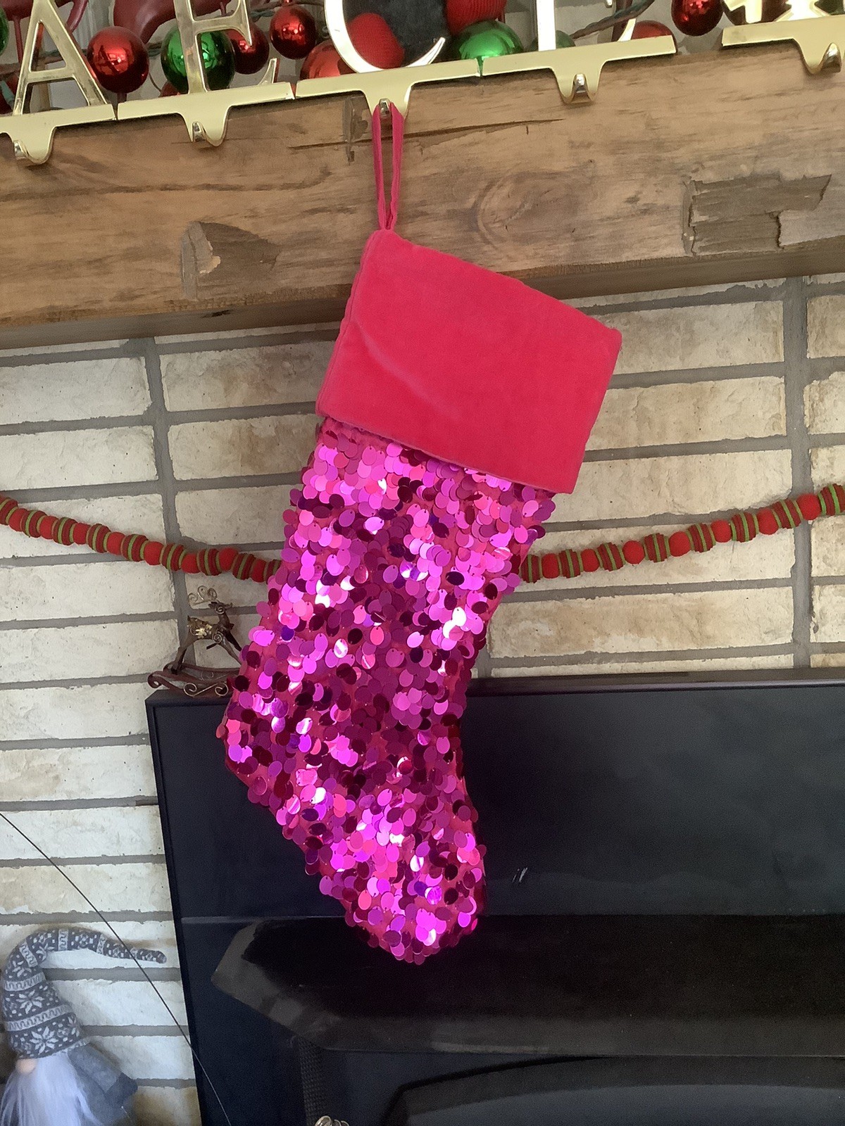 1 Turquoise Blue Sequin Velvet Christmas Stocking Shiny Metallic Glam Target