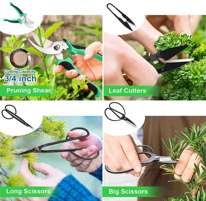 Bonsai Tools Kit 24PCS Bonsai Tree Starter Set Pruning Shears Scissors PU Bag