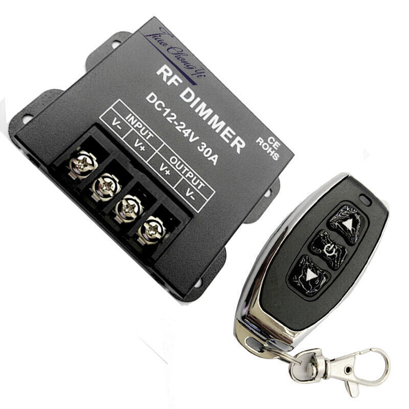 30A RF LED Dimmer Wireless Brightness 3 Keys Remote Controller DC 12V 24V