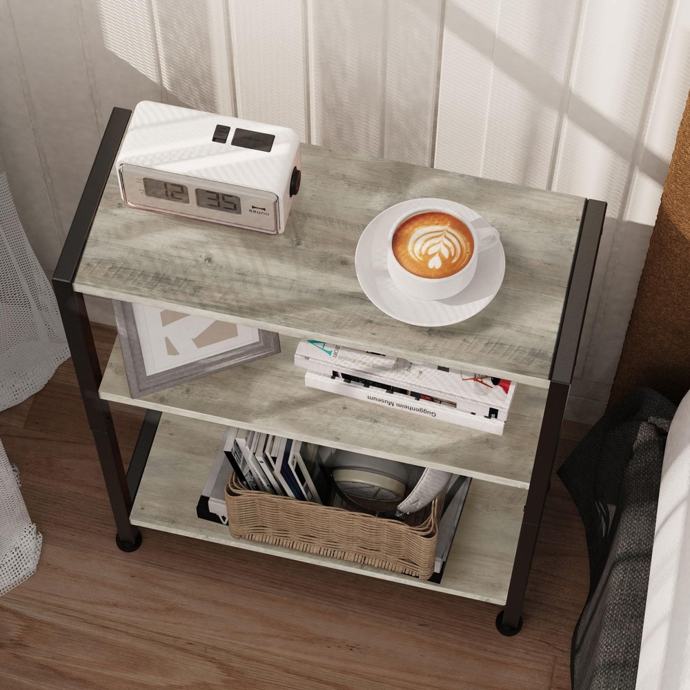 3-Tier Side Table Small EndTable Sofa SideTable for Narrow Spaces Slim EndTab...