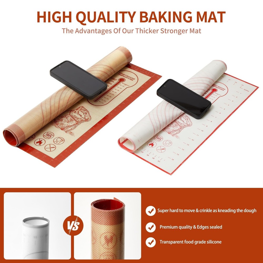 Silicone Baking Pastry Dough Mat - 28x20Inch Extra Large Cookie Bread Rolling...