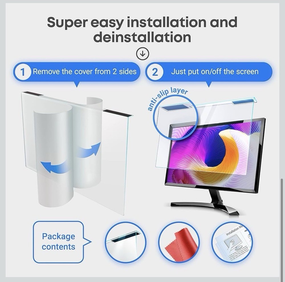 VINTEZ 27 inch [2 Pack] Blue Light Blocking Screen Protector for 16:9 Computer