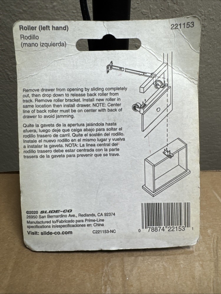 NOS Slide Co. 221153 Prime Line Drawer Roller & Bracket