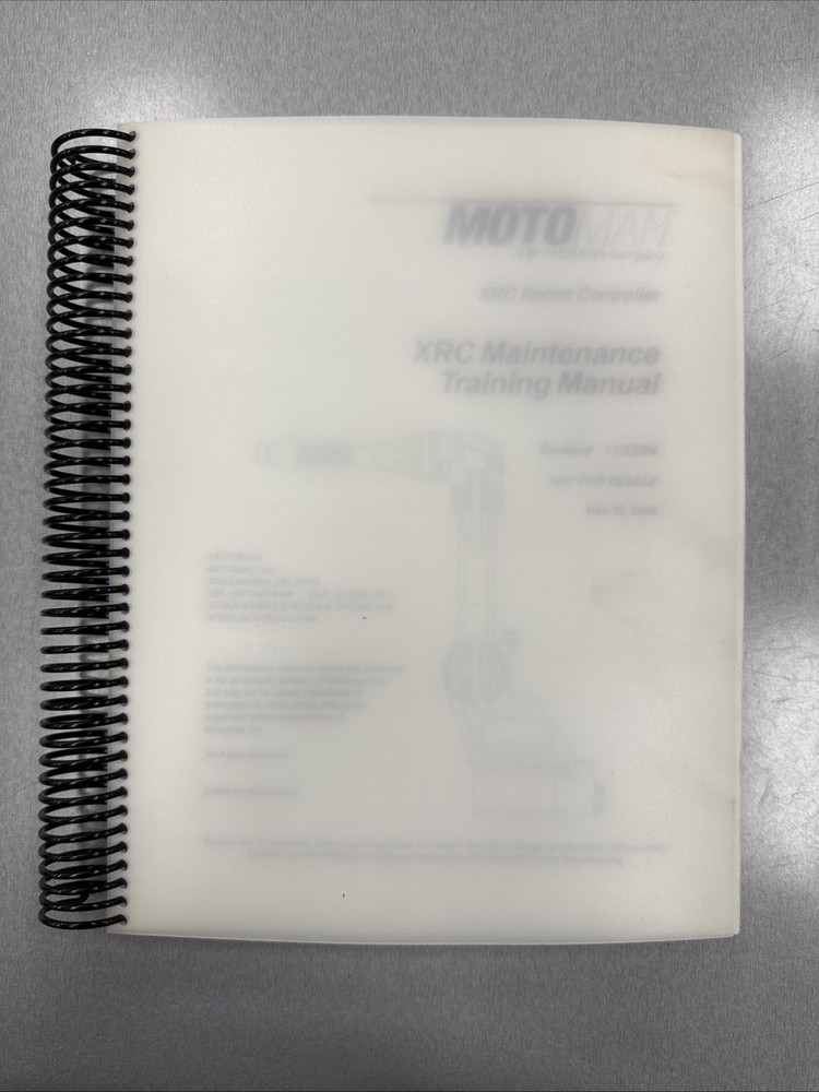 Yaskawa motoman XRC Robot Controller Maintenance Training Manual 1999