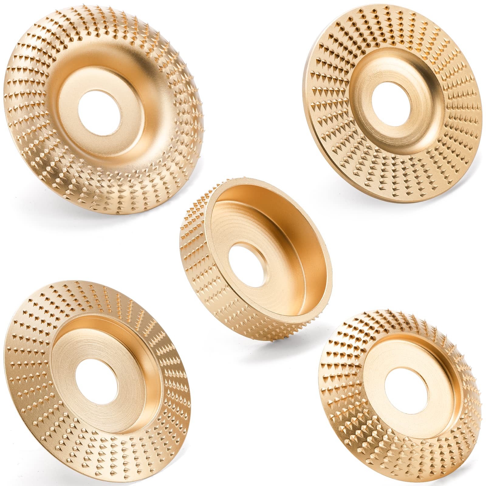 Hedume Set of 5 Wood Carving Disc for 4" or 4 1/2" Angle Grinder with 7/8"...