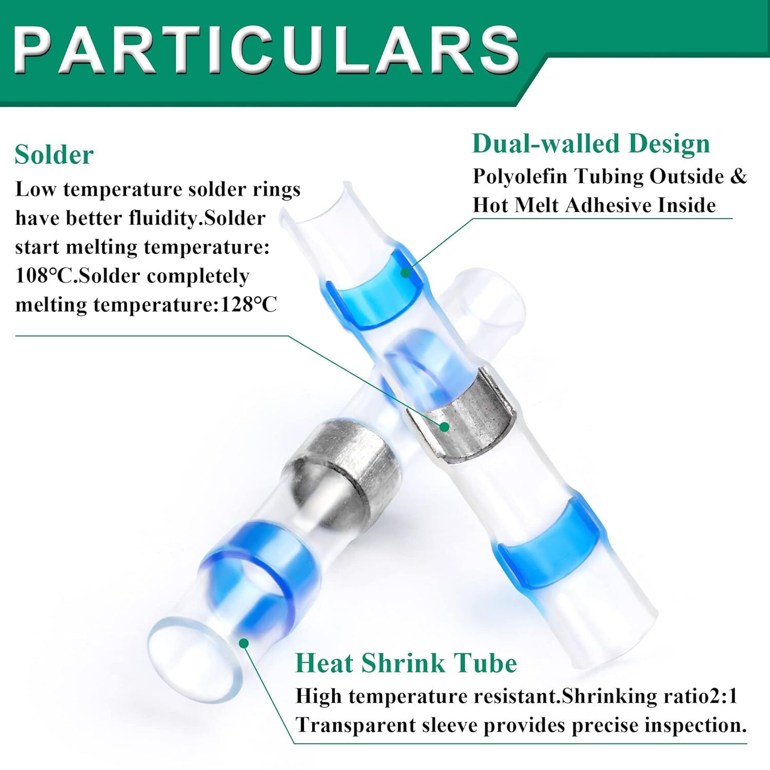 500/250PCS Waterproof Solder Stick Seal Sleeve Heat Shrink Butt Wire Connectors