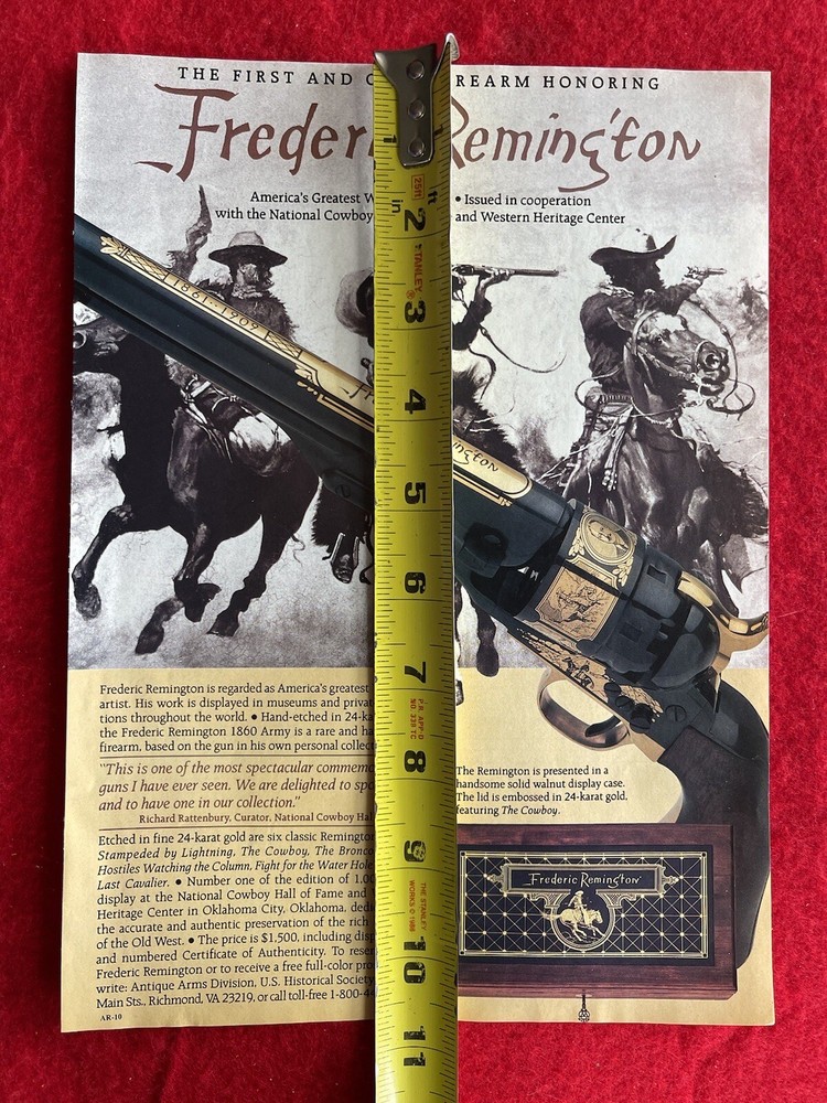Frederic Remington 1860 Army 1990 Print Ad Commemorative