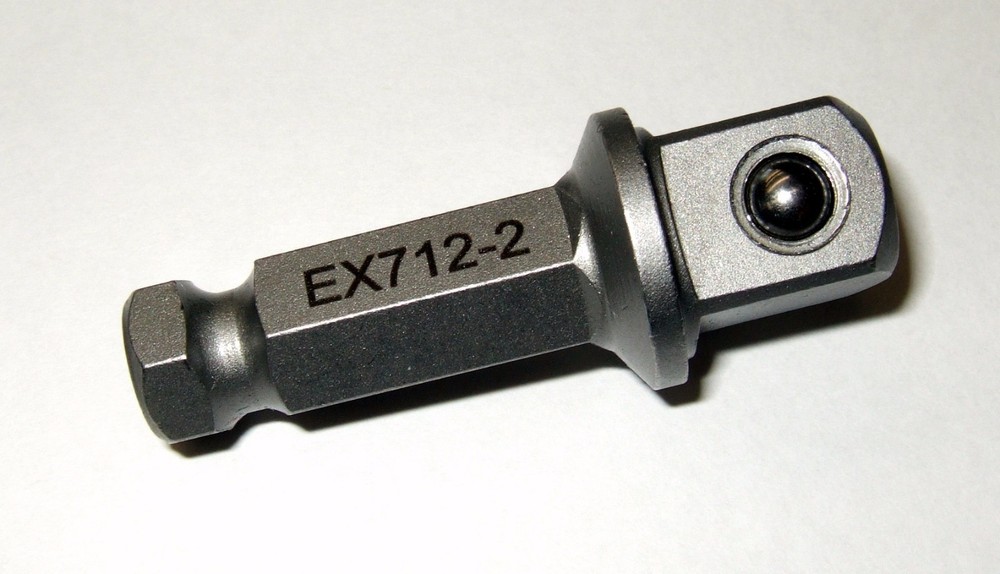 7/16 Hex to 1/2 Square Socket Adapter Drive Converter Spring Ball Retainer 2"