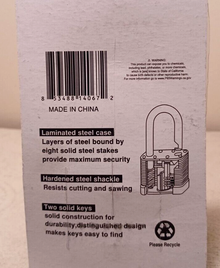 LOCK 50 mm 2" Padlock - 2 keys long shank padlocks 2" shank