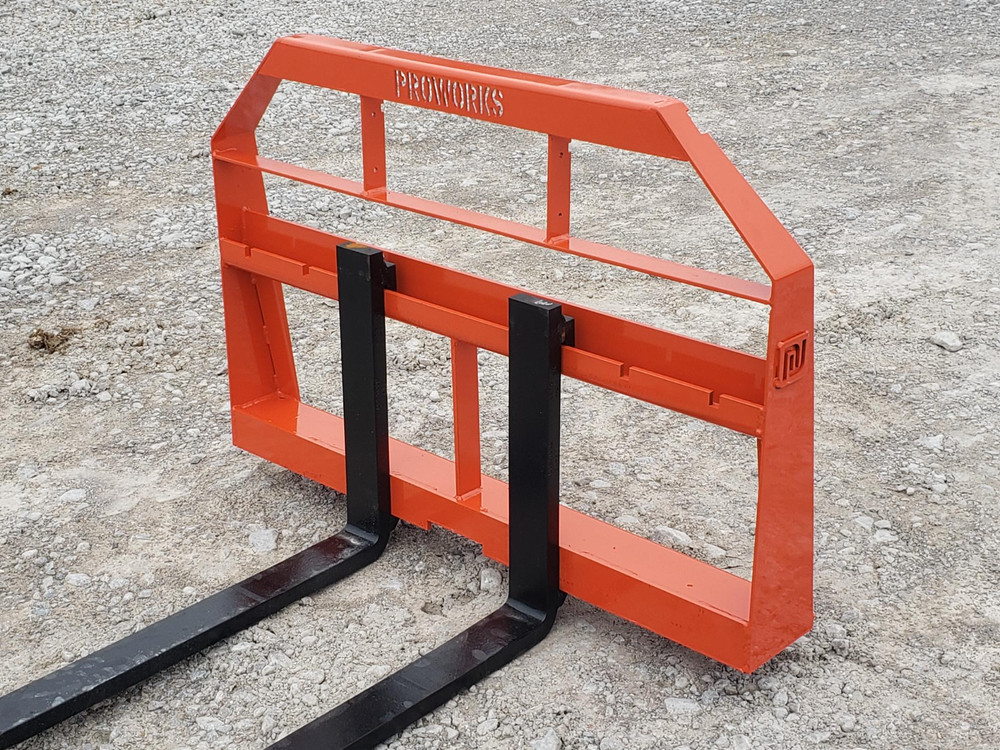 72" Root Grapple Bucket and 42" Long Pallet Forks Attachment Combo Quick Attach