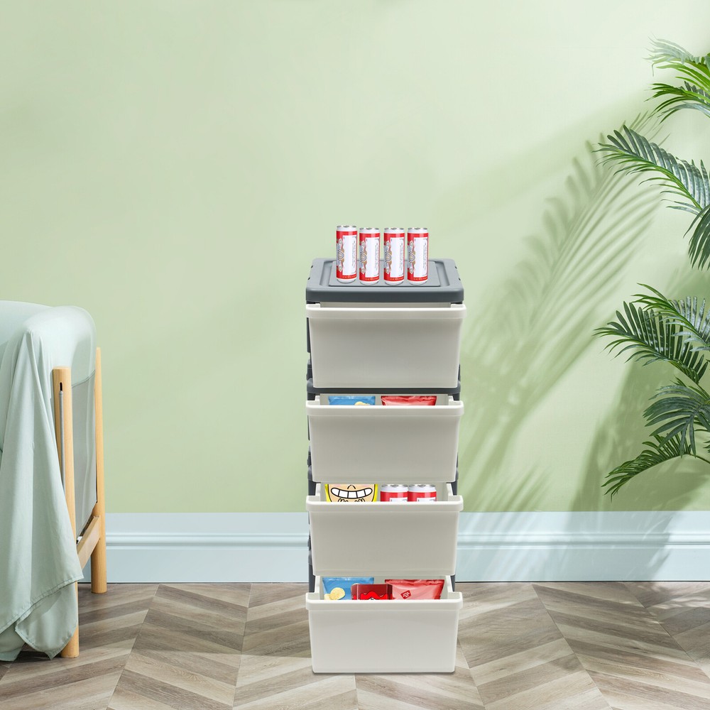 4-Tier File Drawer Storage Box Document Organizer Floor-Mount File Organizer Box