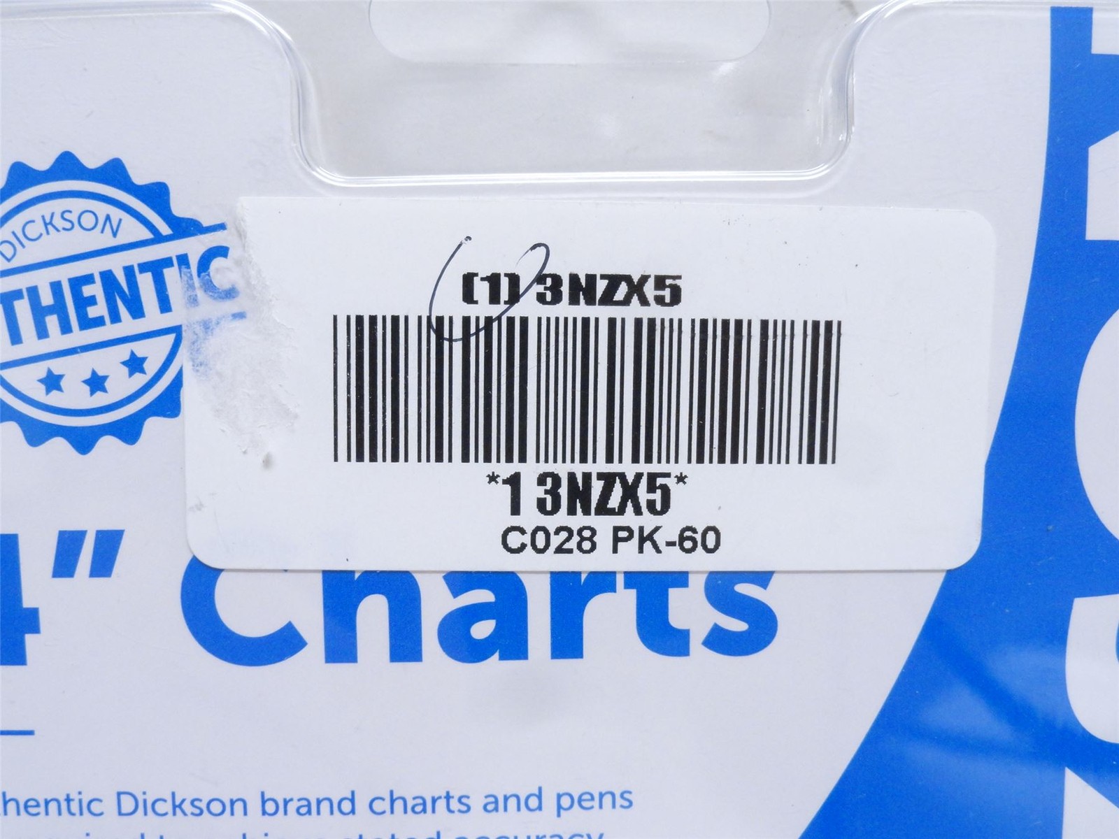 247197 New-No Box; Dickson C028 Box-60; Recording Charts; 4"; 24h; 0 to 500PSI
