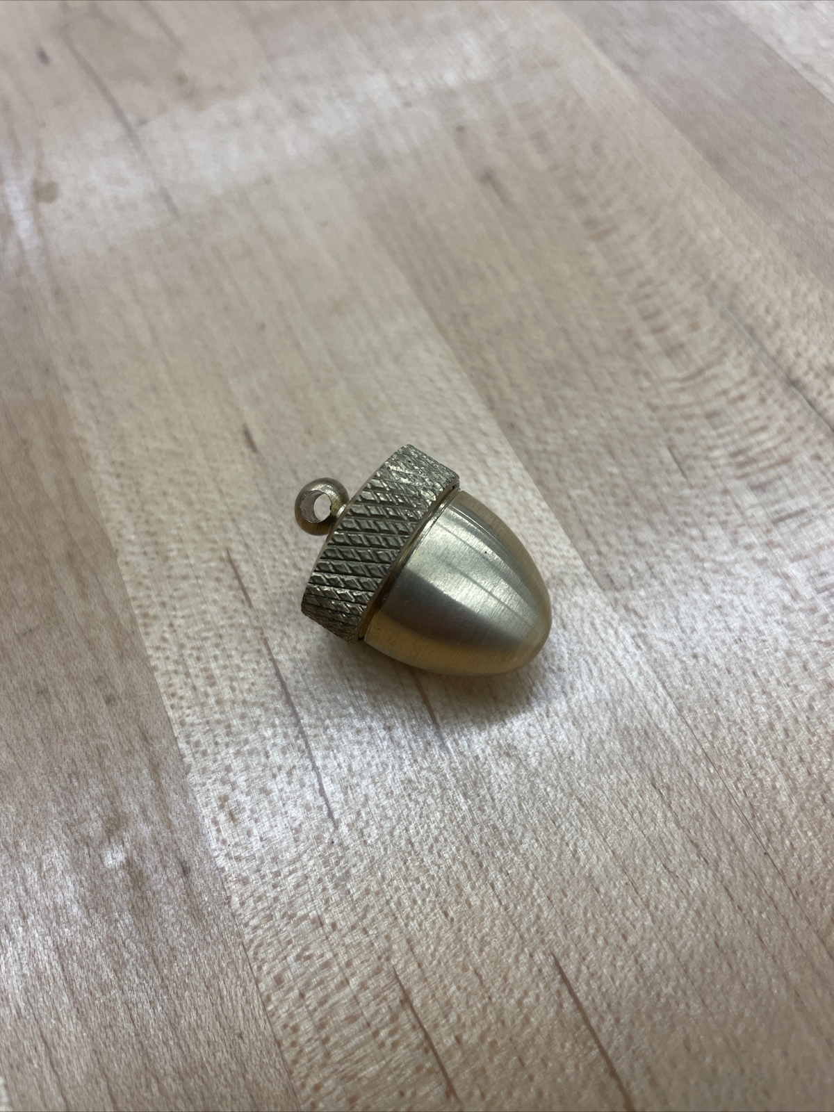 ACORN pendant , Vial , Pill box opens, unscrew top, Canister. Solid Brass