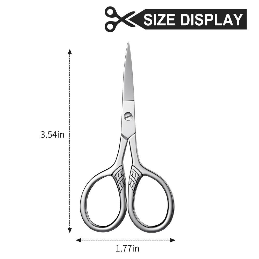 2 PCS Stainless Steel Small Scissors Textured Handle All Purpose Craft Sharp
