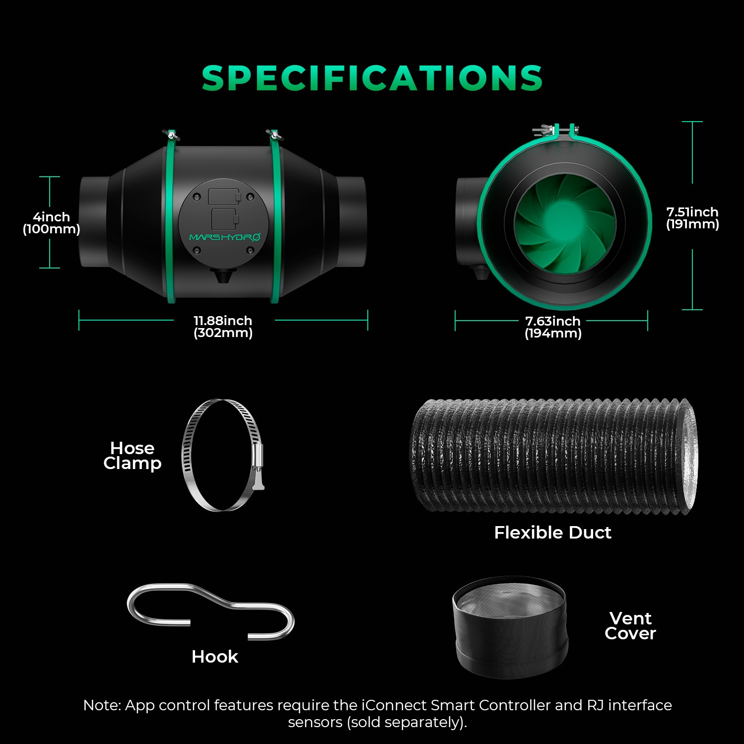 2026 Mars Hydro 48"X48"x80" Grow Tent+TS 600 100W LEDW/4" Fan Complete Grow Kit