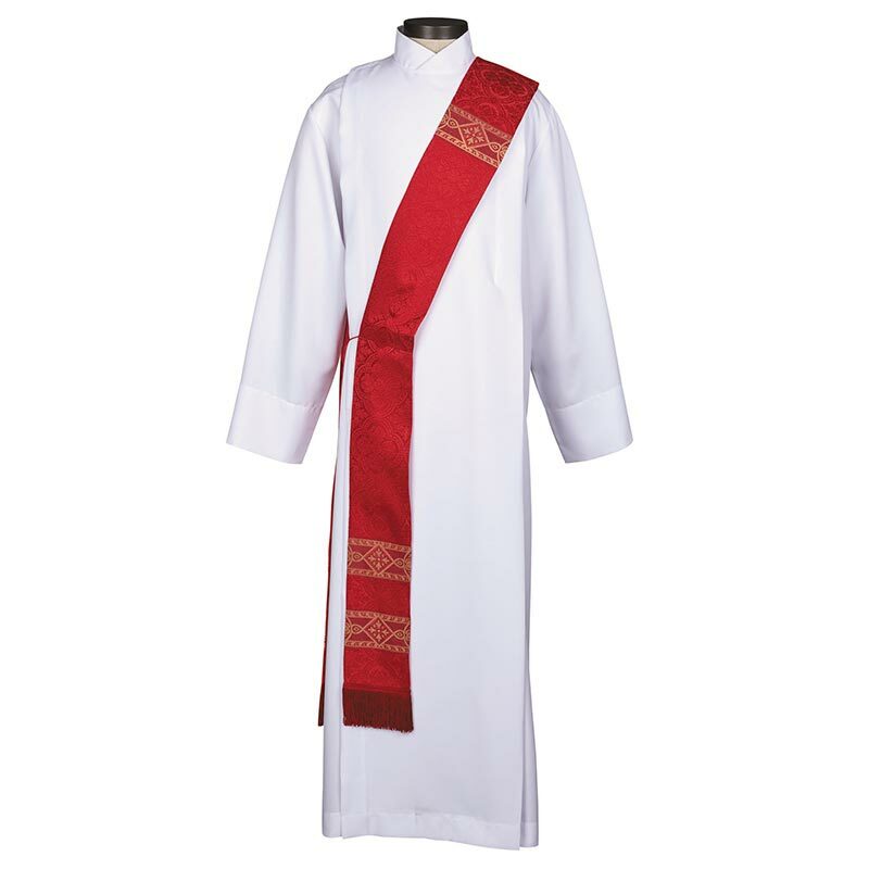 Red Traditio Overlay Damask Deacon Stole