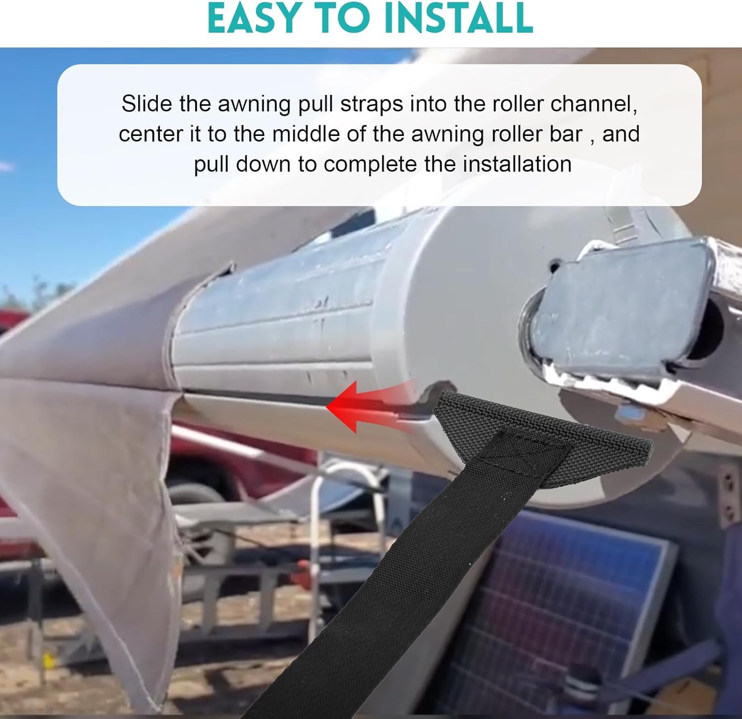 RV Awning Pull Straps 96" with Welding Polycord Technology, Universal Retractabl