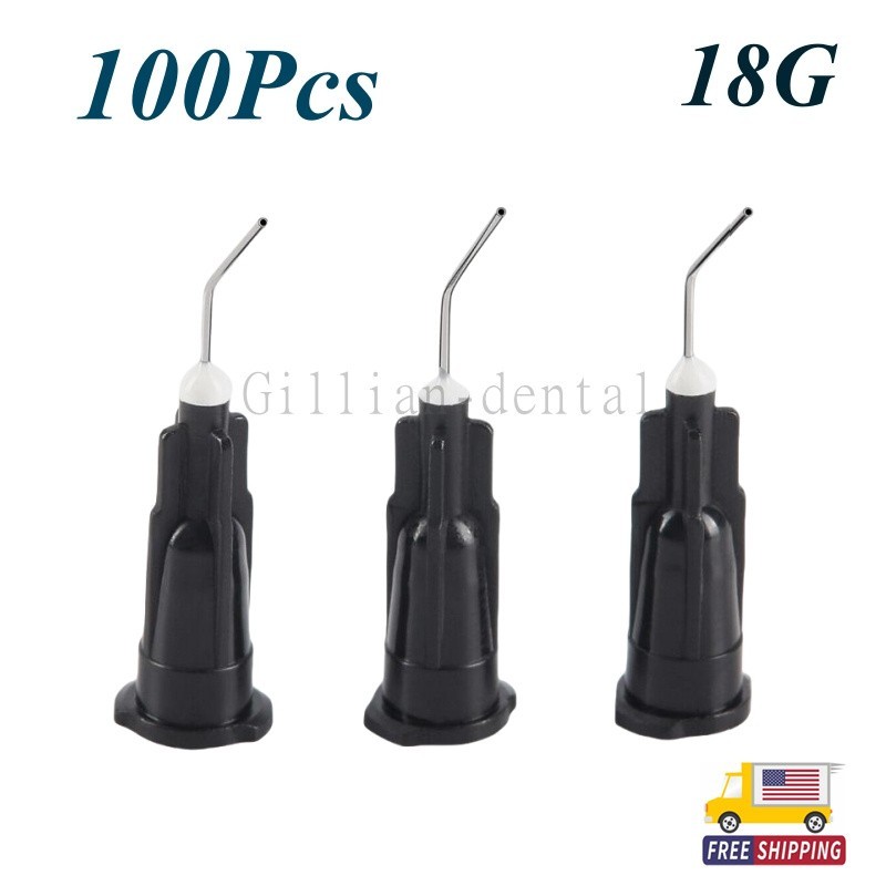 100* Dental Pre-Bent Needle Tips for Irrigation, Etching & Resin Flow disposable