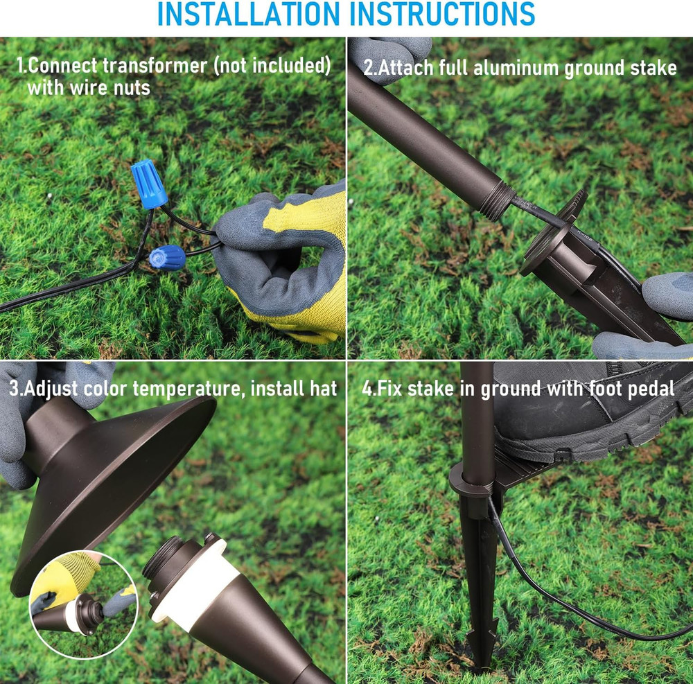 LEONLITE Update 5CCT Low Voltage Pathway Lights, 12-24V LED Landscape Path Light